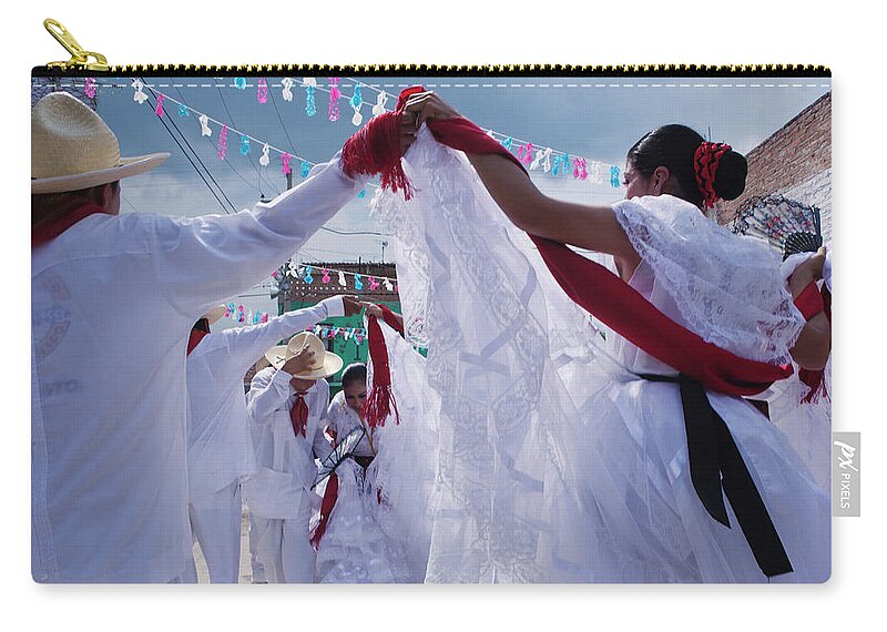 Shadow Zip Pouch featuring the photograph Dancers At A Traditional Fiesta by Russell Monk