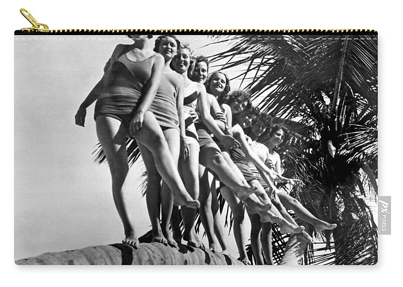 1927 Zip Pouch featuring the photograph Dancers Practice On Palm Tree by Underwood Archives