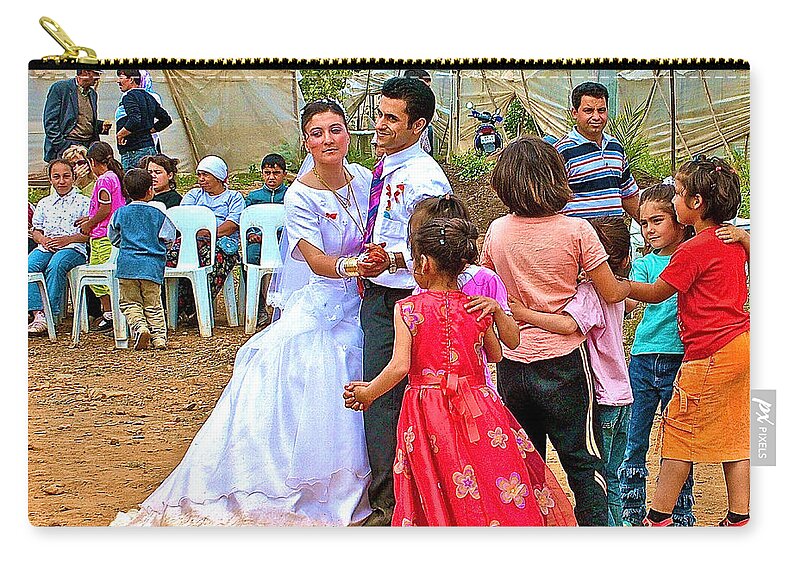 Dancing At A Turkish Wedding Near The Aegean Coast Zip Pouch featuring the photograph Dancing at a Turkish Wedding Near the Aegean Coast-Turkey by Ruth Hager