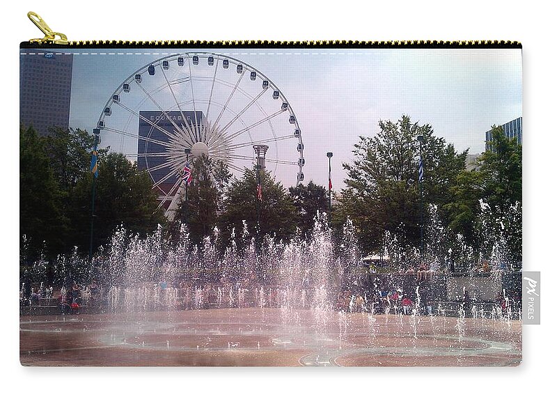 Centennial Park Atlanta Carry-all Pouch featuring the photograph Dancing Fountains by Kenny Glover
