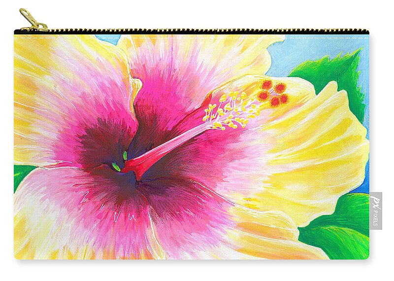 Flower Zip Pouch featuring the painting Dan's Hibiscus by Adam Johnson