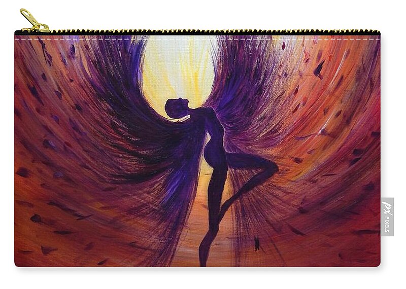 Light Zip Pouch featuring the painting Dark Angel by Lilia D