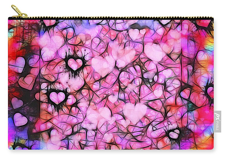 Valentine Carry-all Pouch featuring the photograph Moody Grunge Hearts Abstract by Marianne Campolongo