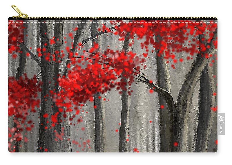 Red And Gray Zip Pouch featuring the painting Dark Passion- Red And Gray Art by Lourry Legarde