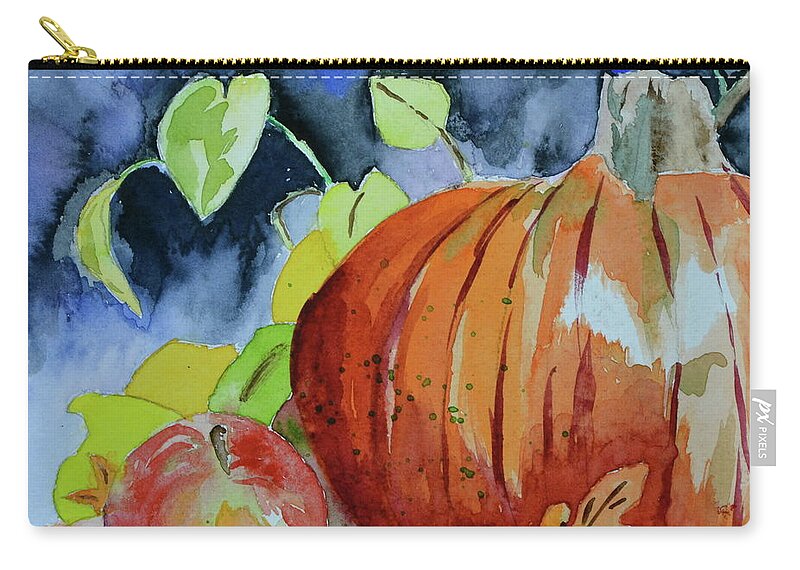 Pumpkin Zip Pouch featuring the painting Darkening by Beverley Harper Tinsley