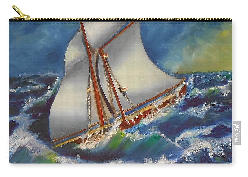 Seascapes Zip Pouch featuring the painting Daves' Ship by Charme Curtin