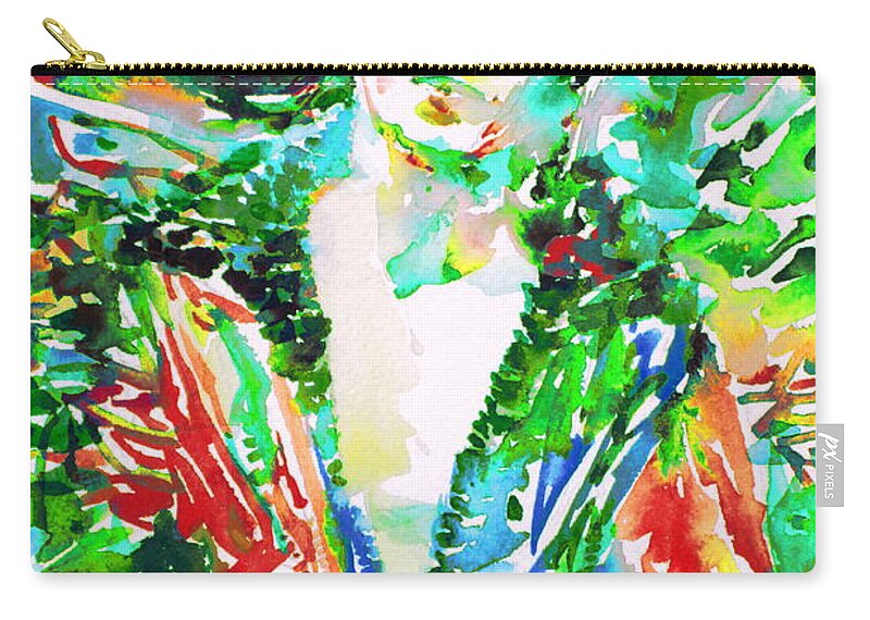 David Zip Pouch featuring the painting David Bowie Watercolor Portrait.2 by Fabrizio Cassetta