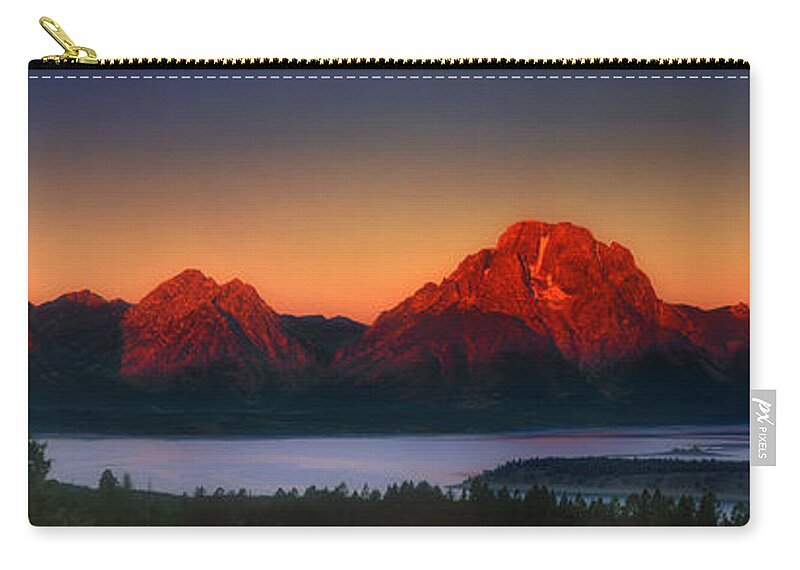 Wyoming Landscape Zip Pouch featuring the photograph Dawn Light on the Tetons Grant Tetons National Park Wyoming by Dave Welling