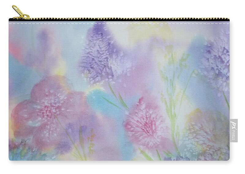 Wildflowers Zip Pouch featuring the painting Dawn of the Wildflowers by Ellen Levinson