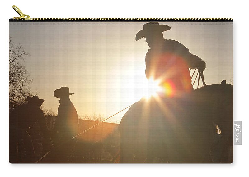 Texas Cowboys Zip Pouch featuring the photograph Daybreak by Diane Bohna