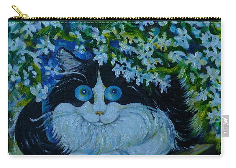 Cat Zip Pouch featuring the painting Dear Philya by Anna Duyunova