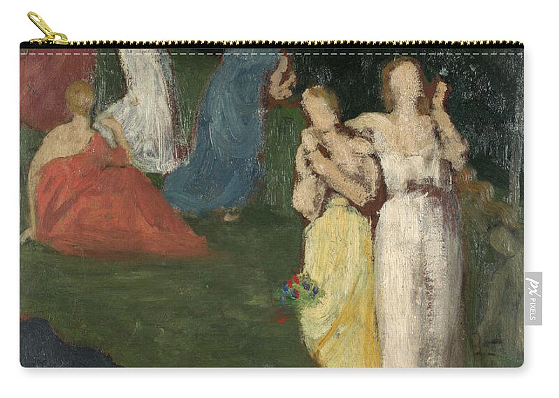 Pierre Puvis De Chavannes Zip Pouch featuring the painting Death and the Maidens by Pierre Puvis de Chavannes