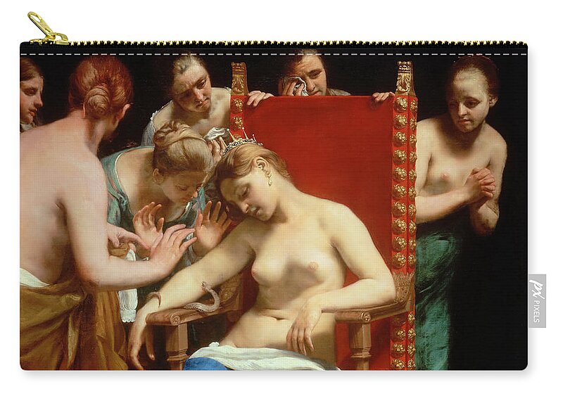 Guido Cagnacci Zip Pouch featuring the painting Death of Cleopatra by Guido Cagnacci