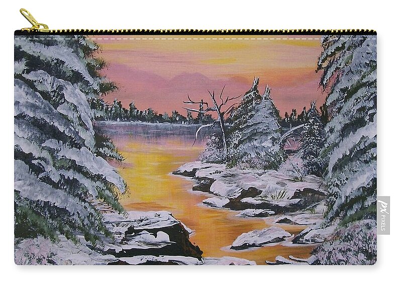 Canada Zip Pouch featuring the painting December Sunrise by Sharon Duguay