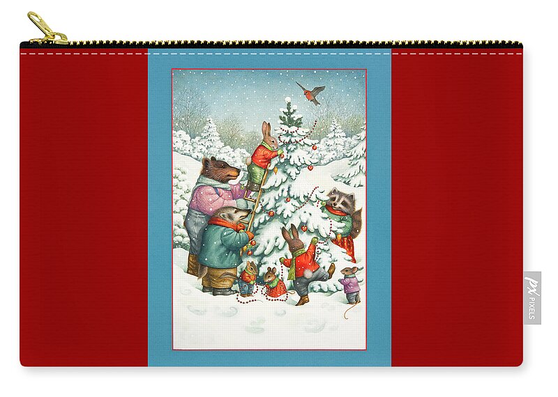 Christmas Zip Pouch featuring the painting Decorating the Tree by Lynn Bywaters