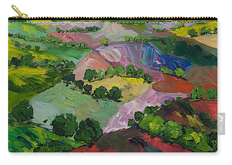 Landscape Zip Pouch featuring the painting Deep Ridge Red Hill by Allan P Friedlander