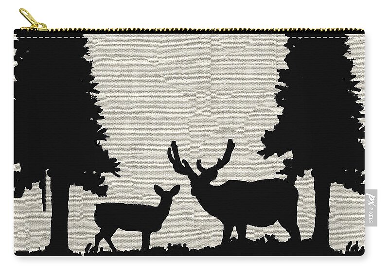 Nature Zip Pouch featuring the painting Deer in Forest by Portraits By NC