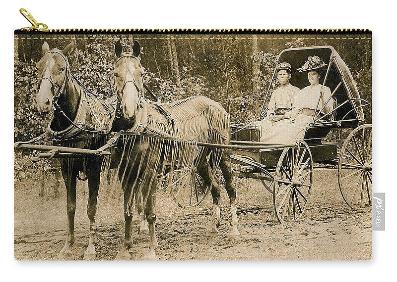 Horse Zip Pouch featuring the photograph Delivering The Mail 1907 by Floyd Russell