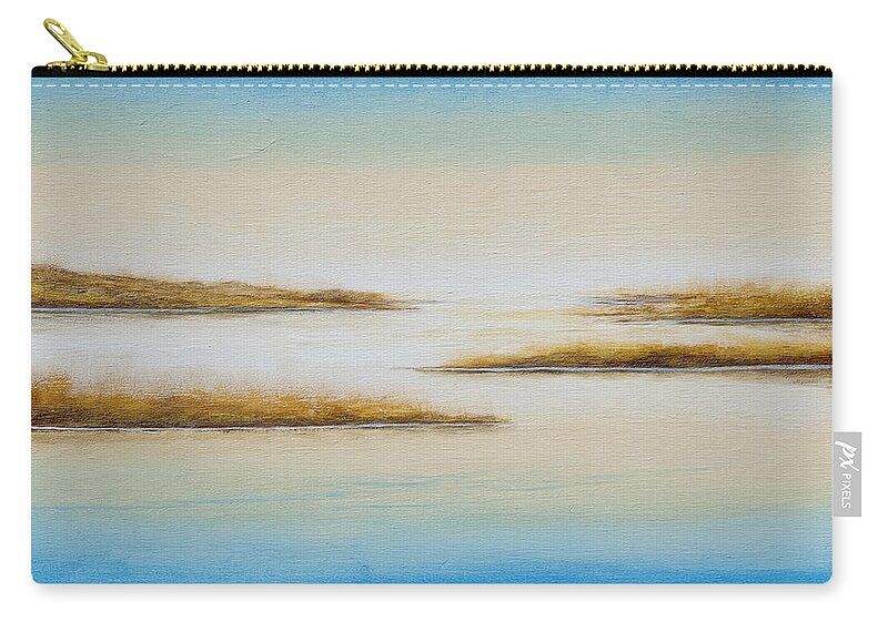 Mississippi River Delta Zip Pouch featuring the painting Delta Autumn Reeds by Paul Gaj