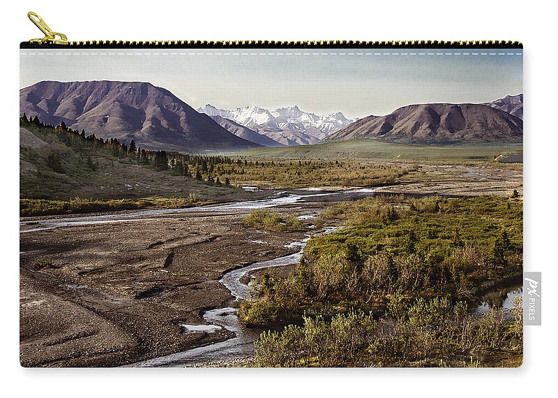  Alaska Zip Pouch featuring the photograph Denali Toklat River by Penny Lisowski