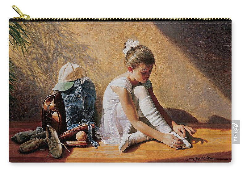 Sports Zip Pouch featuring the painting Denim to Lace by Greg Olsen
