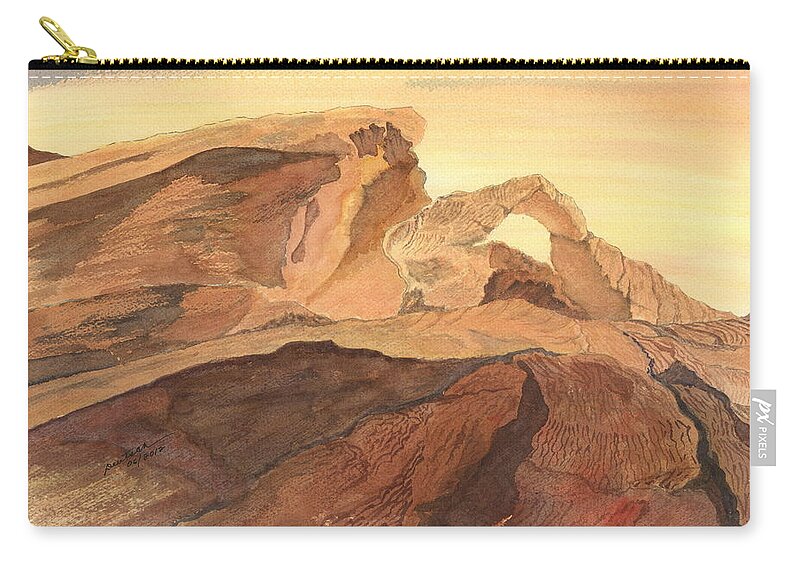Eastern Nevada State Parks Zip Pouch featuring the painting Desert Arch by Joel Deutsch