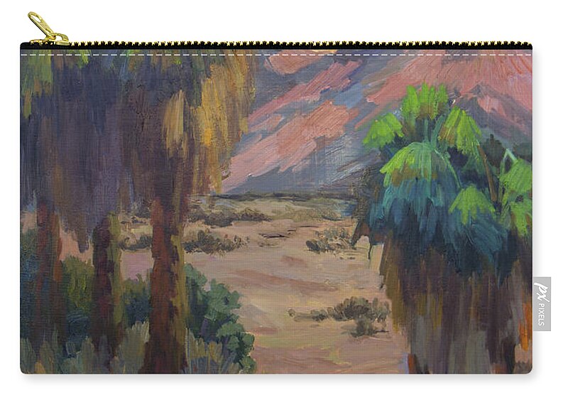 Indian Canyons Zip Pouch featuring the painting Desert Marigolds at Andreas Canyon by Diane McClary