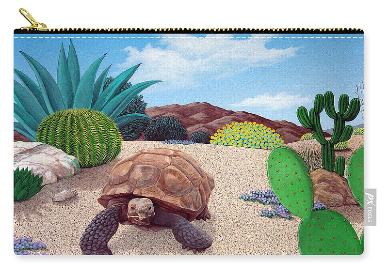 Tortoise Carry-all Pouch featuring the painting Desert Tortoise by Snake Jagger