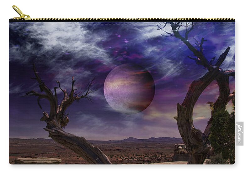 Night Zip Pouch featuring the digital art Desert Tree by Bruce Rolff