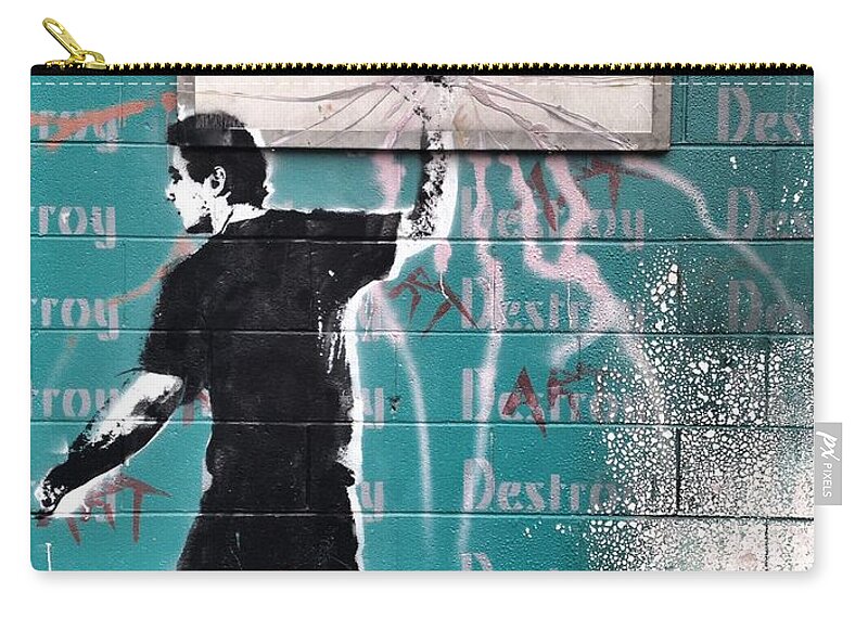 Blue Zip Pouch featuring the photograph Destroy my Walls by J C