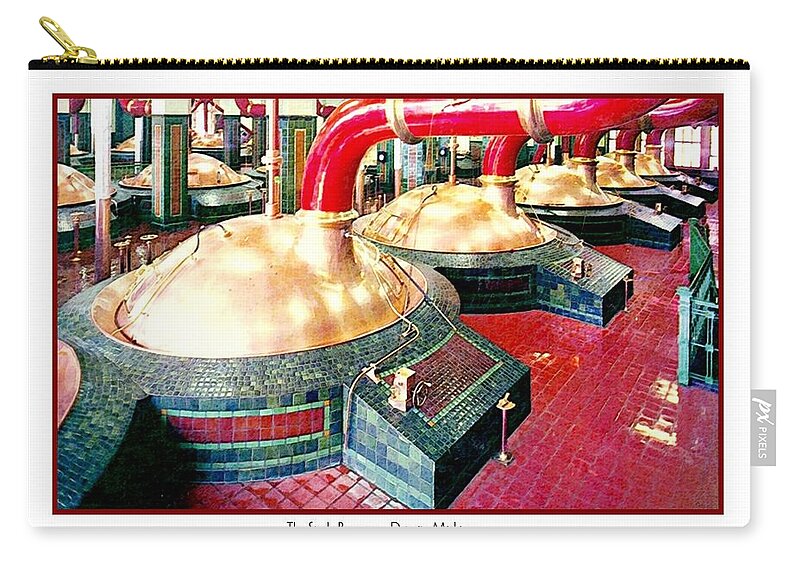 Strohs Zip Pouch featuring the digital art Detroit - The Stroh Brewery Kettles by John Madison