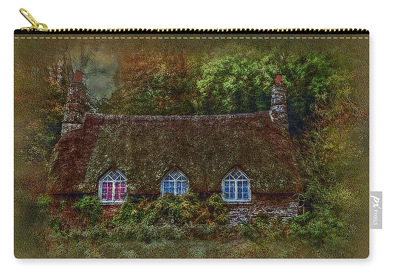 England Zip Pouch featuring the photograph Devonshire Cottage - Throw Pillow by Hanny Heim
