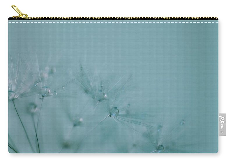 Dandelion Zip Pouch featuring the photograph Dew Drops on Dandelion Seeds by Marianna Mills
