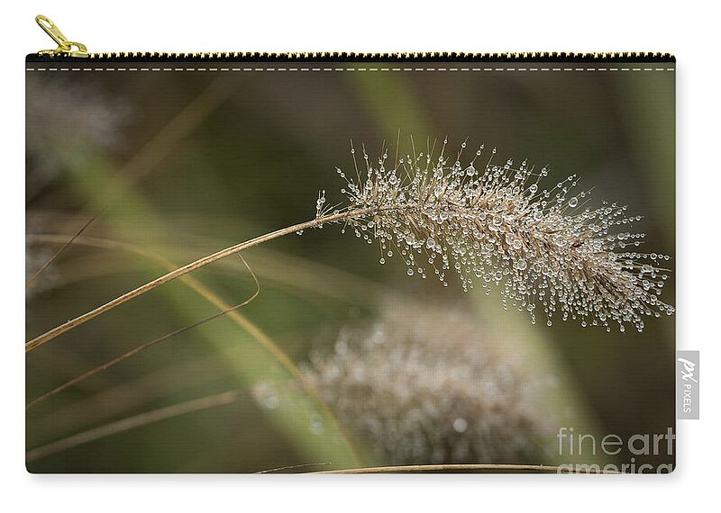 Dew Zip Pouch featuring the photograph Dew on Ornamental Grass No. 1 by Belinda Greb