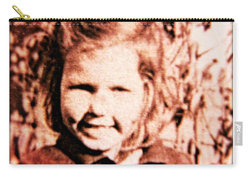Small Child Zip Pouch featuring the photograph Dimpled Smile - In Border by Leanne Seymour