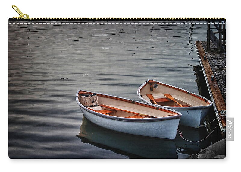 Marblehead Harbor Zip Pouch featuring the photograph Dinghies waiting by Jeff Folger