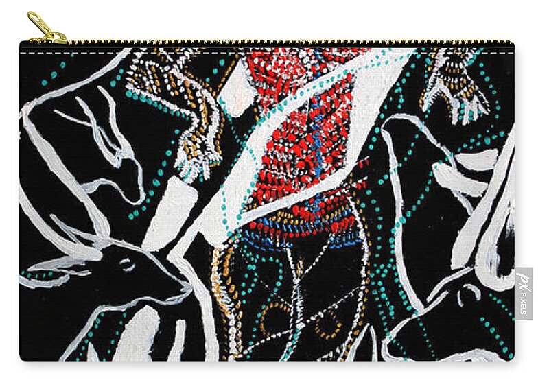 Jesus Zip Pouch featuring the painting Dinka dance by Gloria Ssali