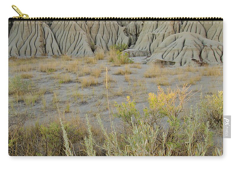 Scenics Zip Pouch featuring the photograph Dinosaur Provincial Park Badlands Land by Rebecca Schortinghuis