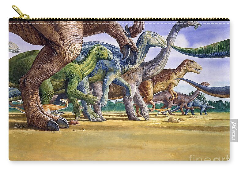 Illustration Zip Pouch featuring the photograph Dinosaurs by Publiphoto