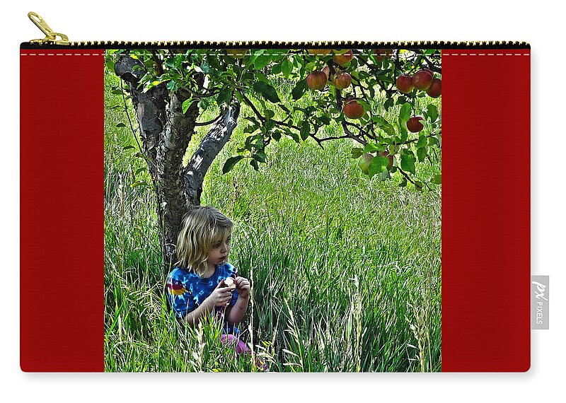 Apple Zip Pouch featuring the photograph Discovering Gravity by Lanita Williams