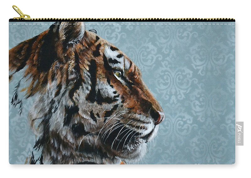 Tiger Zip Pouch featuring the painting Disengage by Lachri