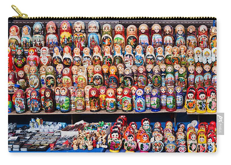 Photography Zip Pouch featuring the photograph Display Of The Russian Nesting Dolls by Panoramic Images