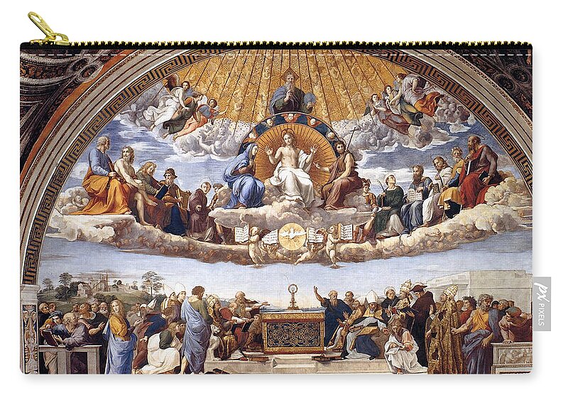 Vatican Carry-all Pouch featuring the painting Disputation of the Eucharist by Raphael