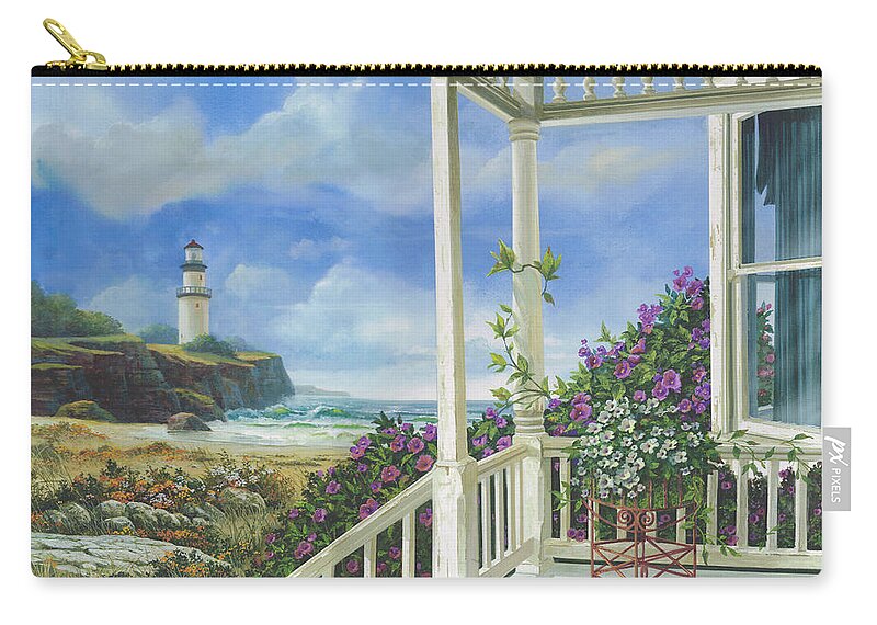 Lighthouse Zip Pouch featuring the painting Distant Dreams by Michael Humphries