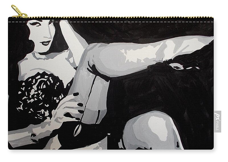 Dita Von Teese Zip Pouch featuring the painting Dita Vo Teese by Marisela Mungia