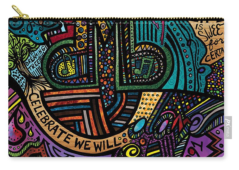 Dave Matthews Band Zip Pouch featuring the digital art DMB LoVE by Kelly Maddern