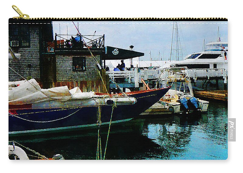 Boat Zip Pouch featuring the photograph Docked Boats in Newport RI by Susan Savad