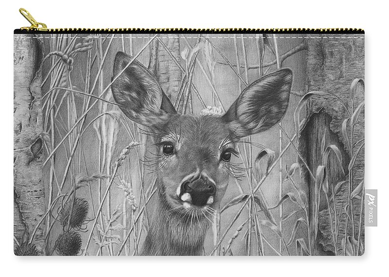 Deer Zip Pouch featuring the drawing Doe Pretty by Barby Schacher
