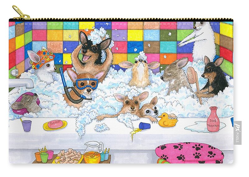 Dog Zip Pouch featuring the painting Dog 121 by Lucie Dumas
