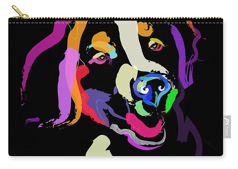 Dog Zip Pouch featuring the painting Dog Iggy Color me bright by Go Van Kampen